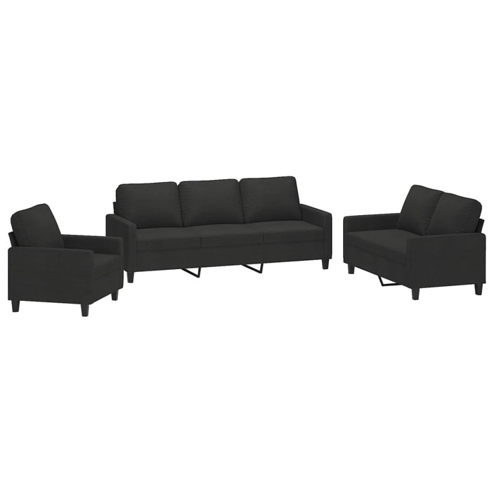 Set de canapele cu perne, 3 piese, negru, textil WALTI