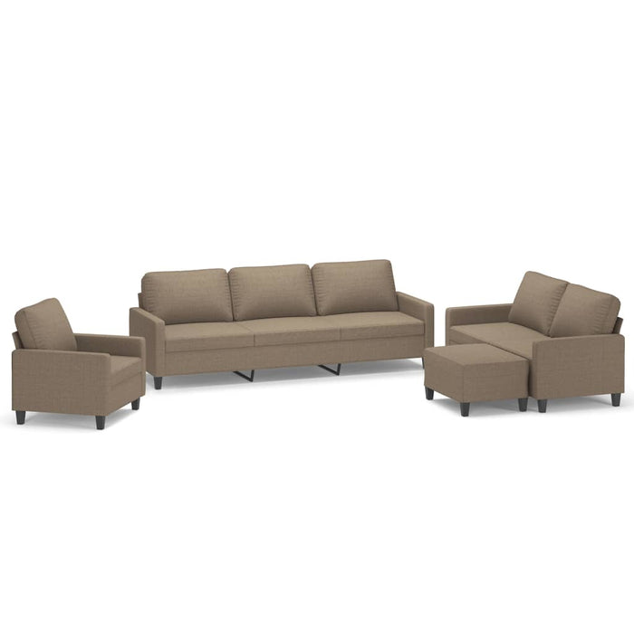 Set de canapea cu perne, 4 piese, gri taupe, material textil WALTI