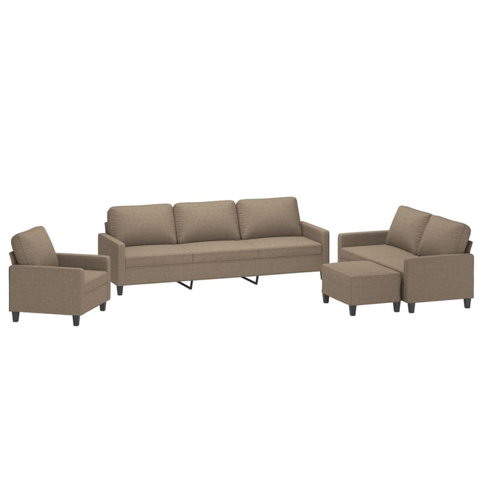 Set de canapea cu perne, 4 piese, gri taupe, material textil WALTI