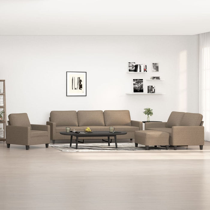 Set de canapea cu perne, 4 piese, gri taupe, material textil WALTI