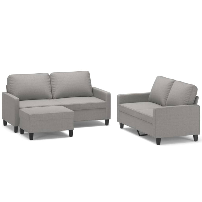 Set de canapele cu perne, 3 piese, gri deschis, textil WALTI