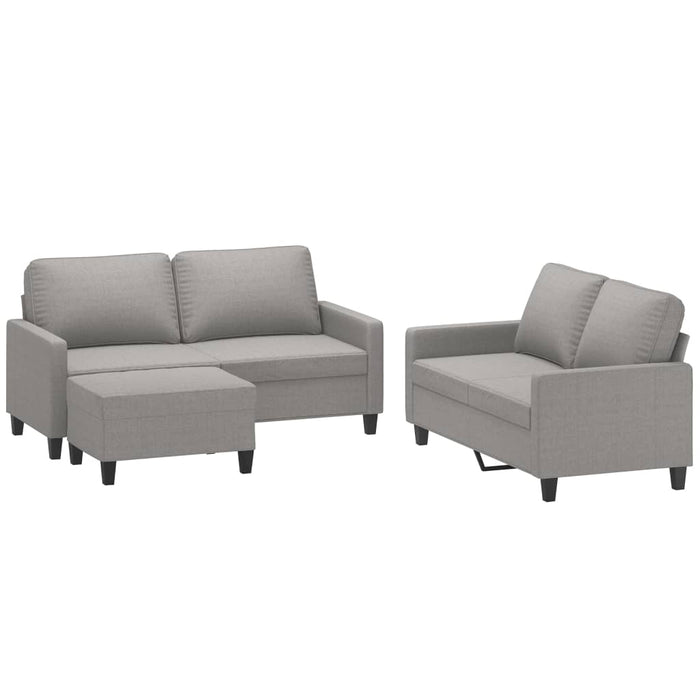 Set de canapele cu perne, 3 piese, gri deschis, textil WALTI