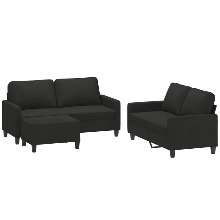 Set de canapele cu perne, 3 piese, negru, textil WALTI