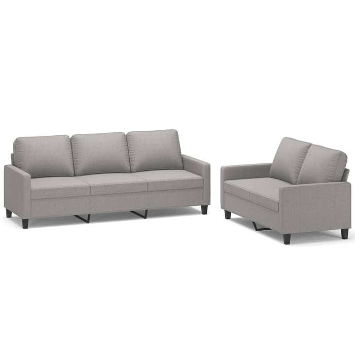 Set de canapele cu perne, 2 piese, gri deschis, textil WALTI