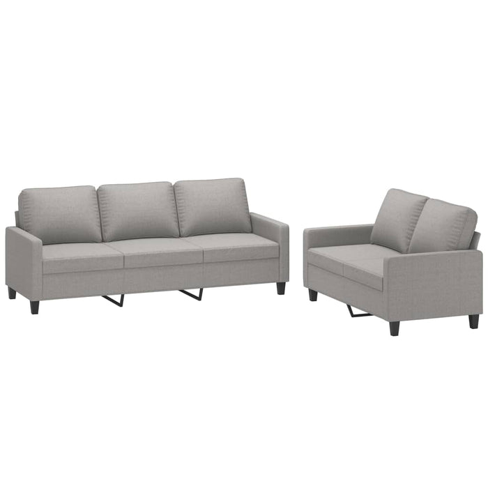 Set de canapele cu perne, 2 piese, gri deschis, textil WALTI