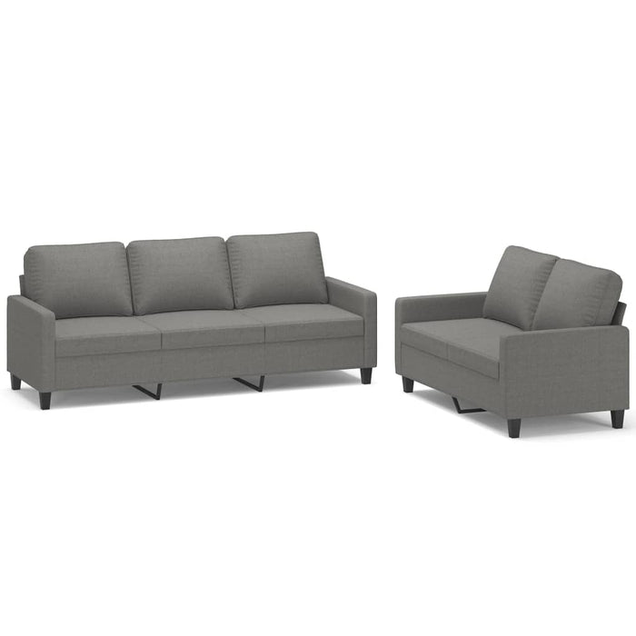 Set de canapele cu perne, 2 piese, gri închis, textil WALTI