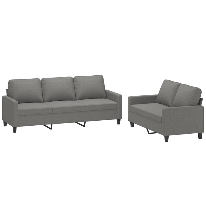 Set de canapele cu perne, 2 piese, gri închis, textil WALTI