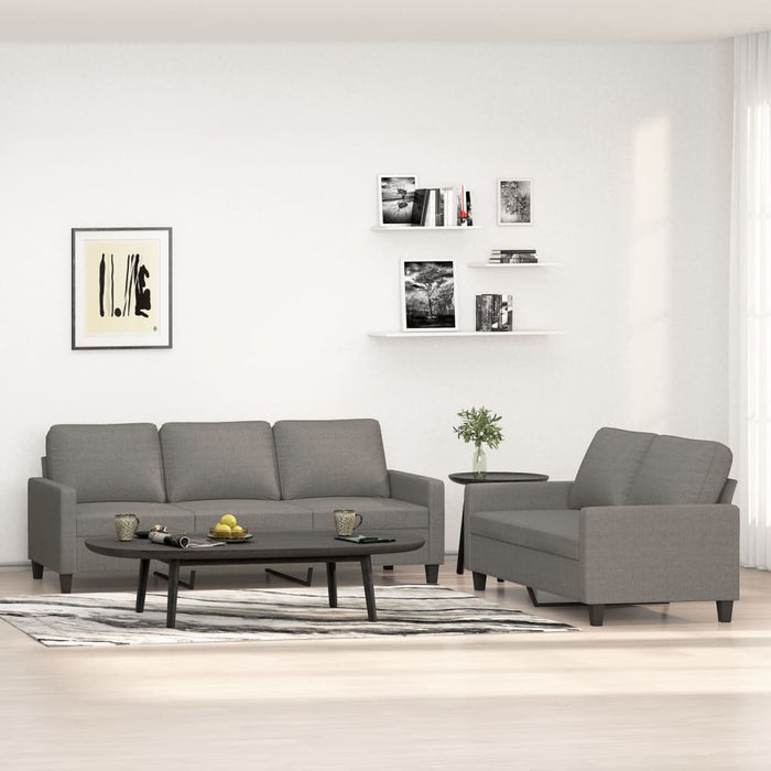 Set de canapele cu perne, 2 piese, gri închis, textil WALTI