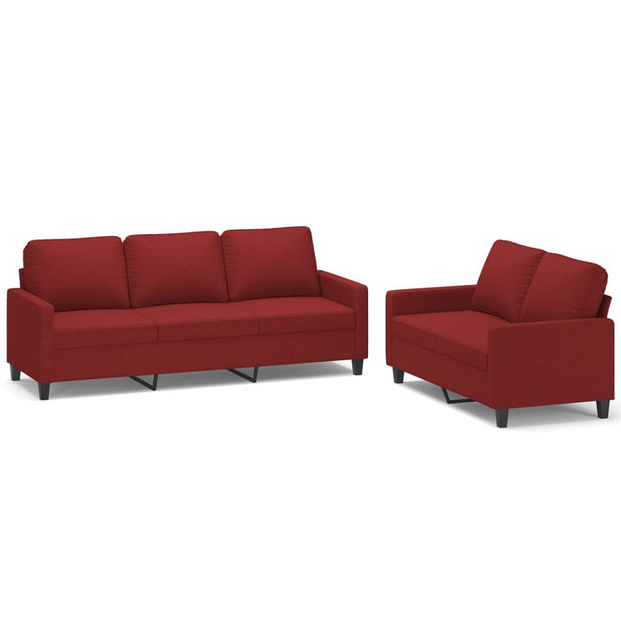 Set canapea cu perne, 2 piese, roșu vin, material textil WALTI