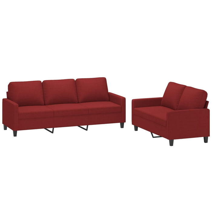 Set canapea cu perne, 2 piese, roșu vin, material textil WALTI