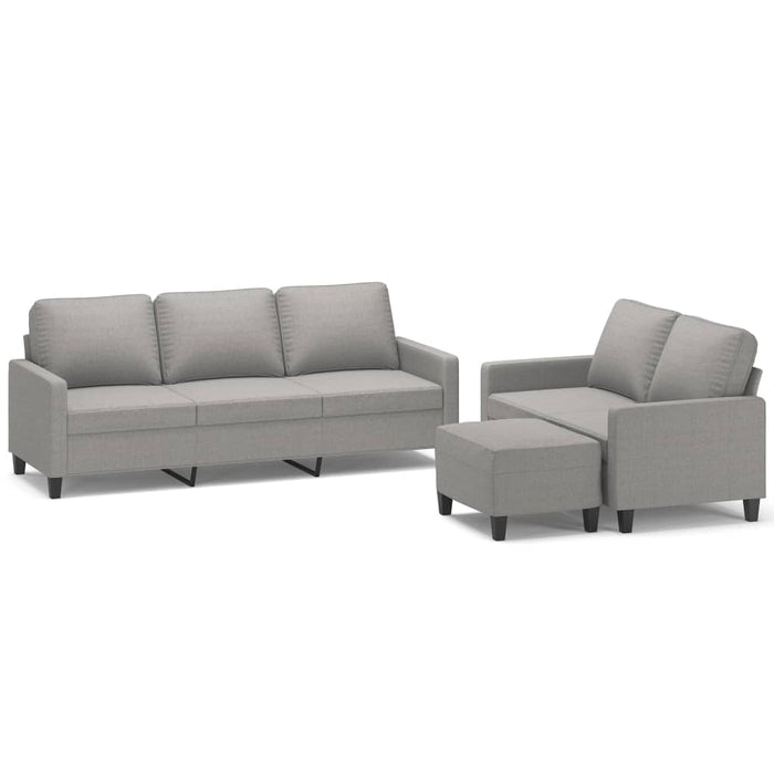 Set de canapele cu perne, 3 piese, gri deschis, textil WALTI
