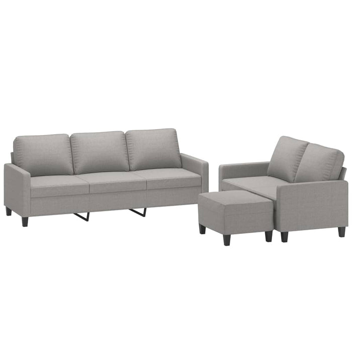 Set de canapele cu perne, 3 piese, gri deschis, textil WALTI