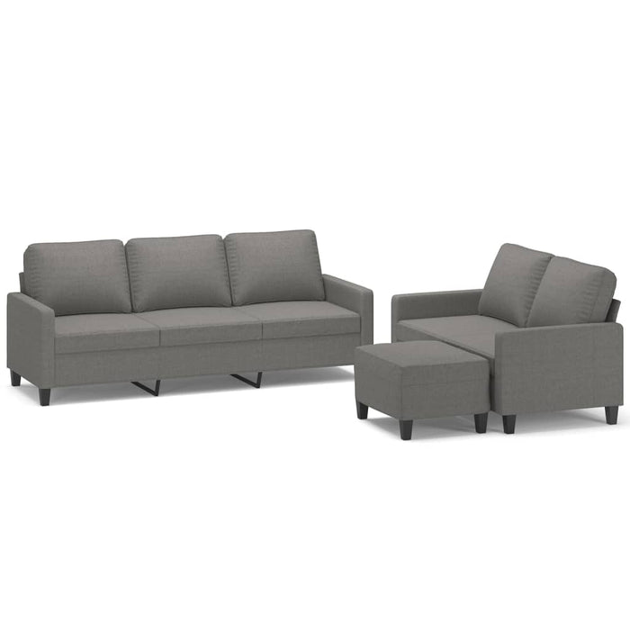 Set de canapele cu perne, 3 piese, gri închis, textil WALTI