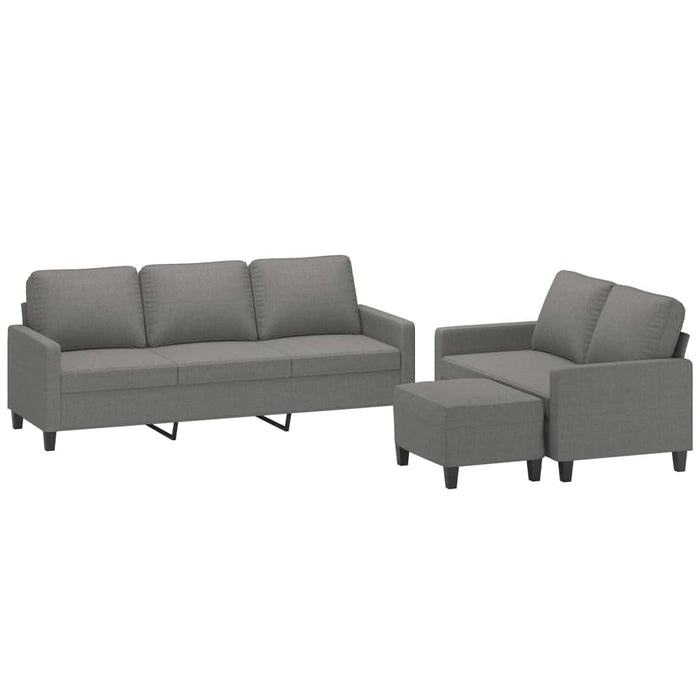 Set de canapele cu perne, 3 piese, gri închis, textil WALTI