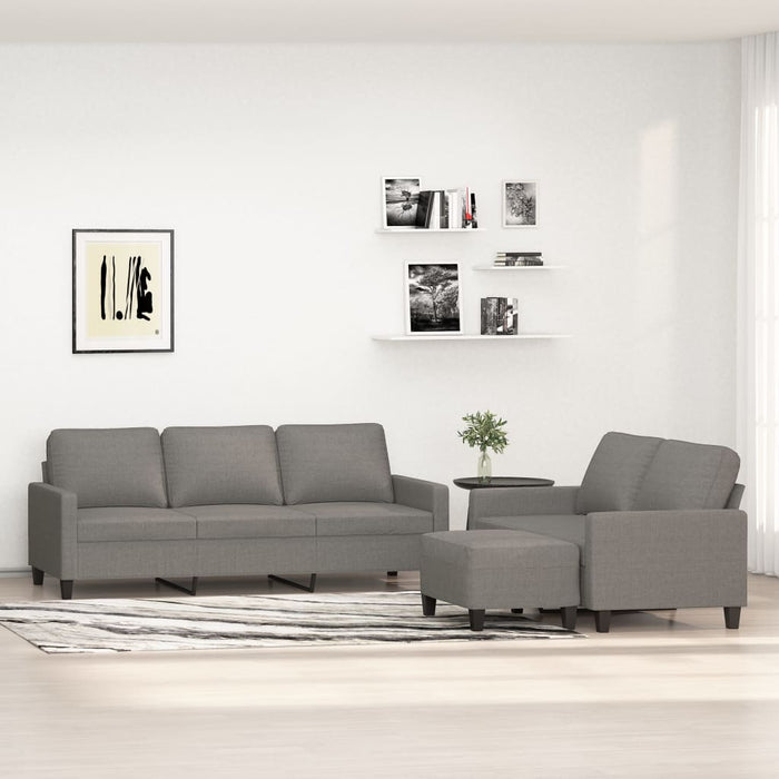 Set de canapele cu perne, 3 piese, gri închis, textil WALTI