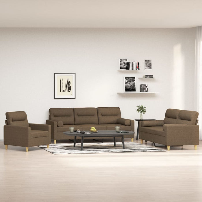 Set canapea perne/perne decorative, 3 piese, maro, textil WALTI