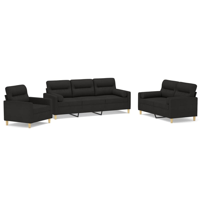 Set canapea perne/perne decorative, 3 piese, negru, textil WALTI
