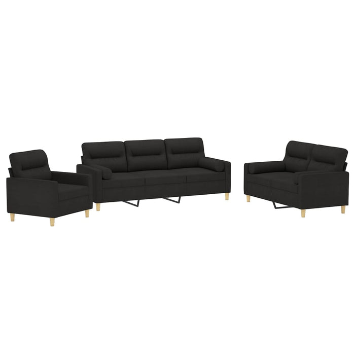 Set canapea perne/perne decorative, 3 piese, negru, textil WALTI