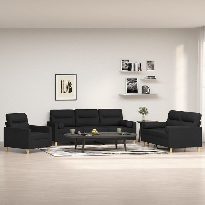 Set canapea perne/perne decorative, 3 piese, negru, textil WALTI