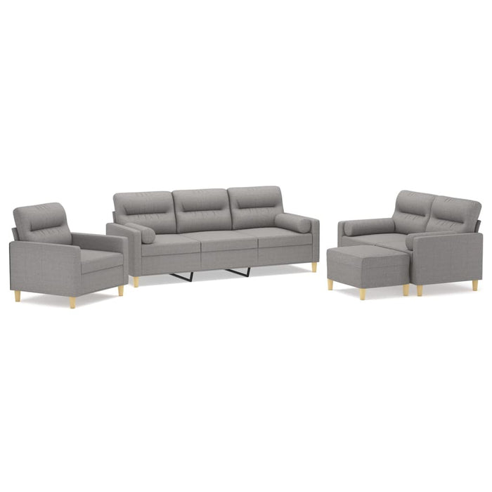 Set canapea perne/perne decorative, 4 piese, gri deschis textil WALTI