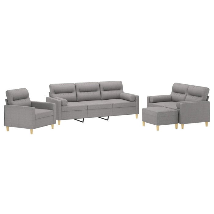 Set canapea perne/perne decorative, 4 piese, gri deschis textil WALTI