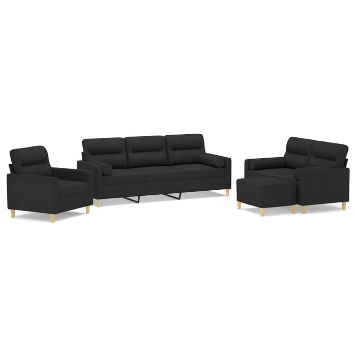 Set canapea perne/perne decorative, 4 piese, negru, textil WALTI