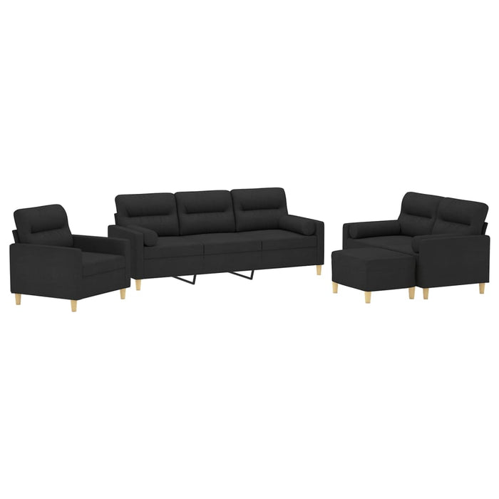 Set canapea perne/perne decorative, 4 piese, negru, textil WALTI