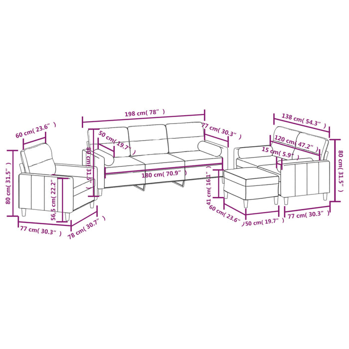 Set canapea perne/perne decorative, 4 piese, negru, textil WALTI