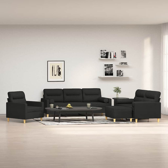 Set canapea perne/perne decorative, 4 piese, negru, textil WALTI