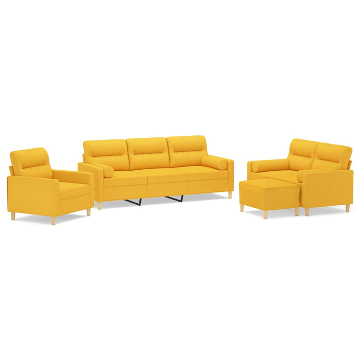 Set canapea perne/perne decorative, 4 piese, galben, textil WALTI