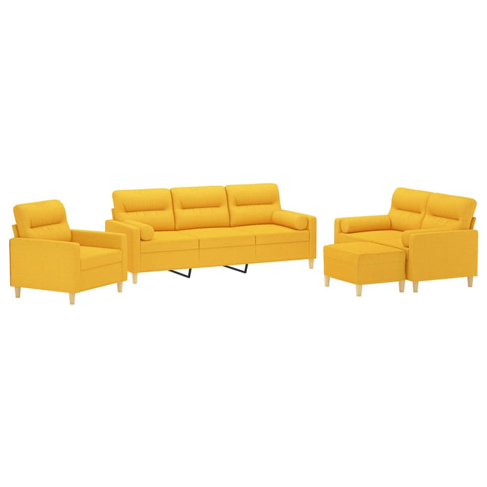 Set canapea perne/perne decorative, 4 piese, galben, textil WALTI