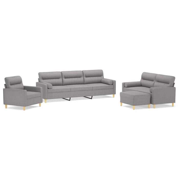 Set canapea perne/perne decorative, 4 piese, gri deschis textil WALTI