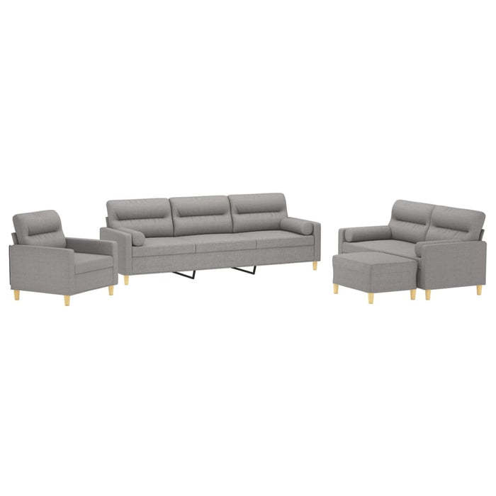 Set canapea perne/perne decorative, 4 piese, gri deschis textil WALTI