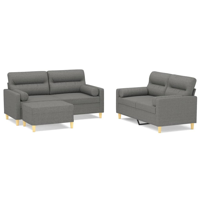 Set canapea perne/perne decorative, 3 piese, gri închis, textil WALTI