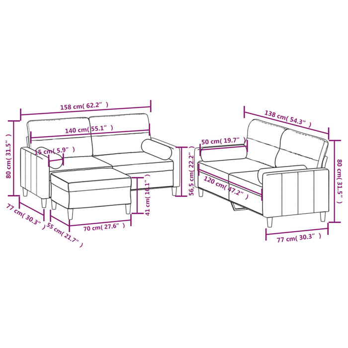 Set canapea perne/perne decorative, 3 piese, gri închis, textil WALTI