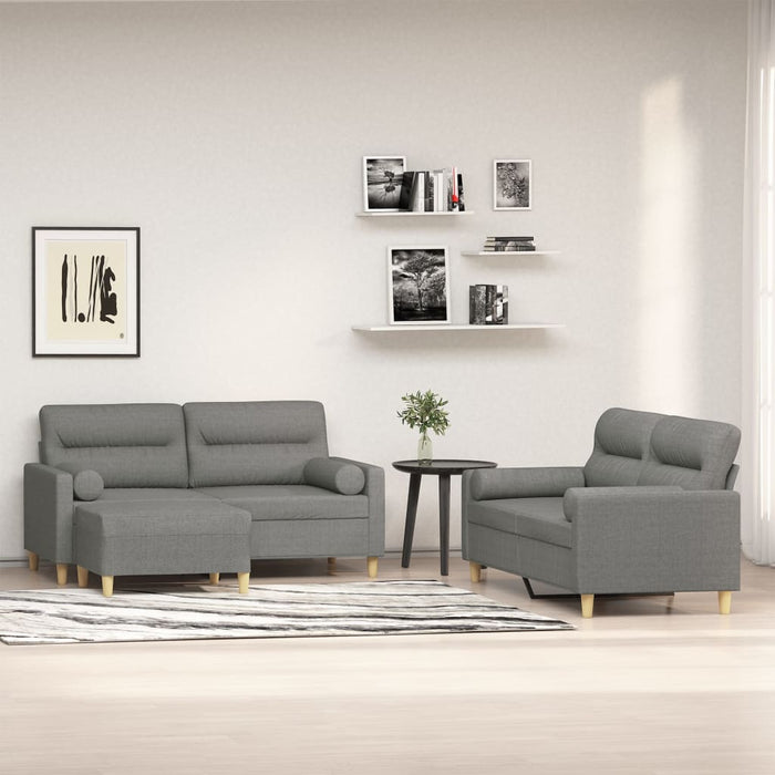 Set canapea perne/perne decorative, 3 piese, gri închis, textil WALTI