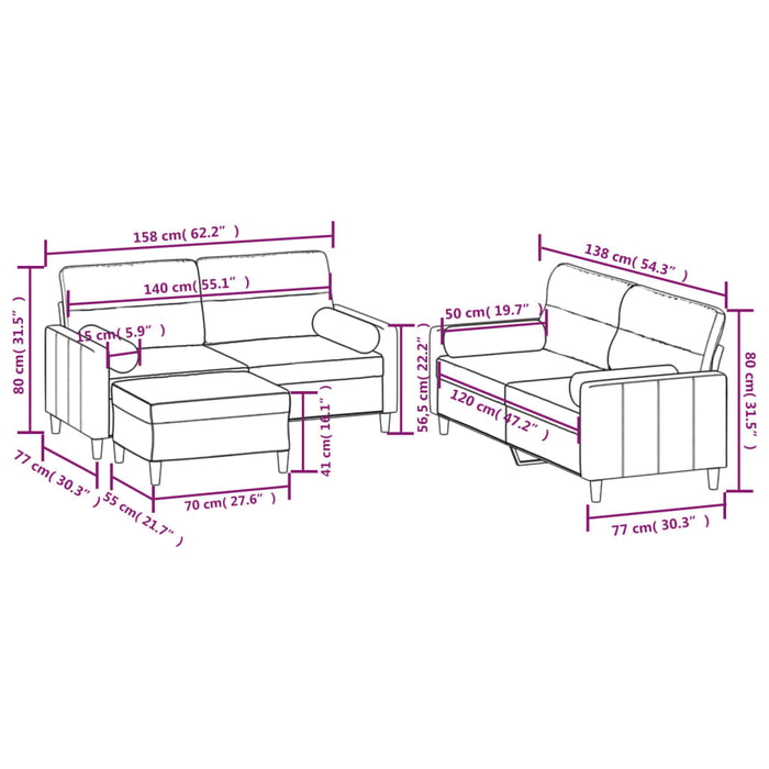 Set canapea perne/perne decorative, 3 piese, crem, textil WALTI