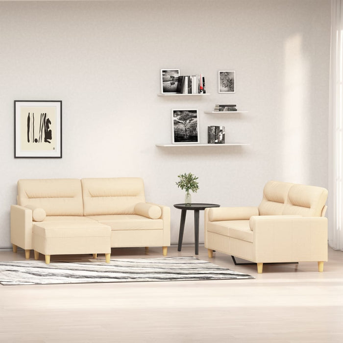 Set canapea perne/perne decorative, 3 piese, crem, textil WALTI