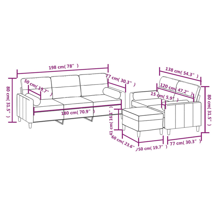 Set canapea perne/perne decorative, 3 piese, gri deschis textil WALTI