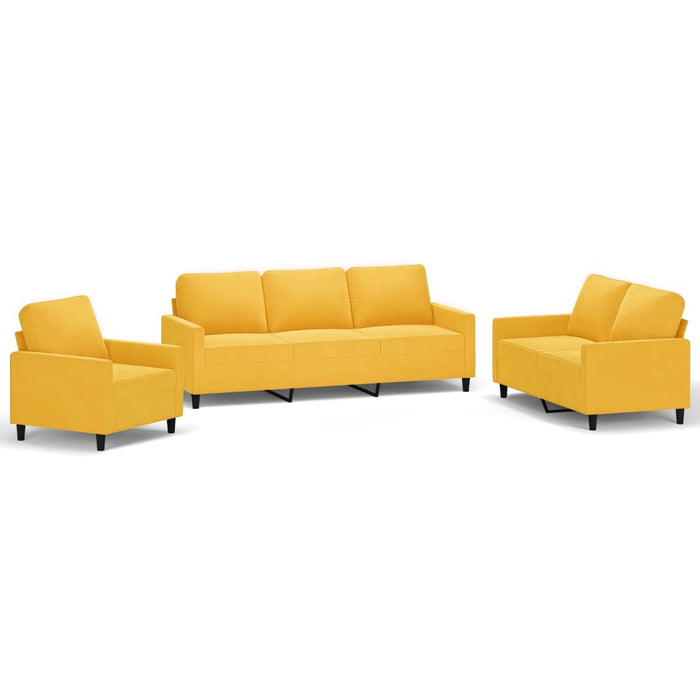 Set de canapele cu perne, 3 piese, galben, catifea WALTI