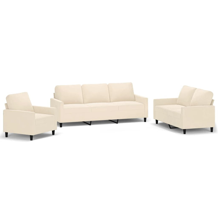 Set de canapele cu perne, 3 piese, crem, catifea WALTI
