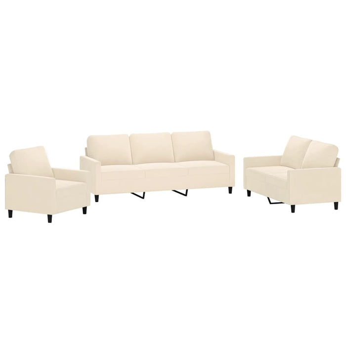 Set de canapele cu perne, 3 piese, crem, catifea WALTI