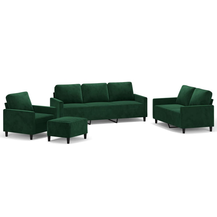 Set de canapele cu perne, 4 piese, verde închis, catifea WALTI