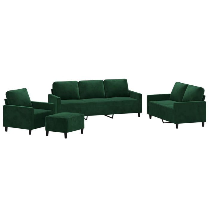 Set de canapele cu perne, 4 piese, verde închis, catifea WALTI
