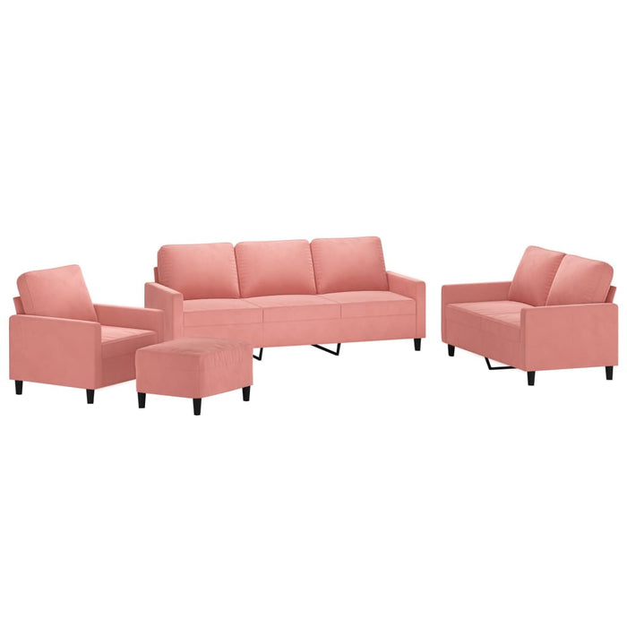 Set de canapele cu perne, 4 piese, roz, catifea WALTI