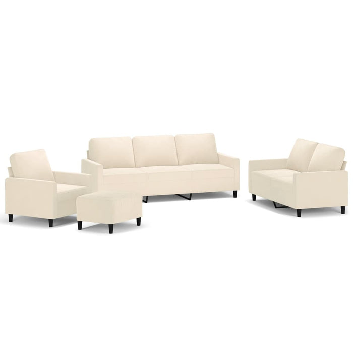 Set de canapele cu perne, 4 piese, crem, catifea WALTI