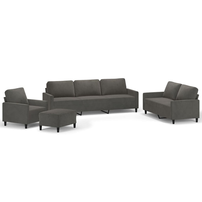 Set de canapele cu perne, 4 piese, gri închis, catifea WALTI