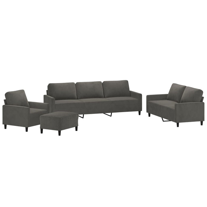 Set de canapele cu perne, 4 piese, gri închis, catifea WALTI