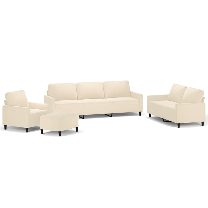 Set de canapele cu perne, 4 piese, crem, catifea WALTI