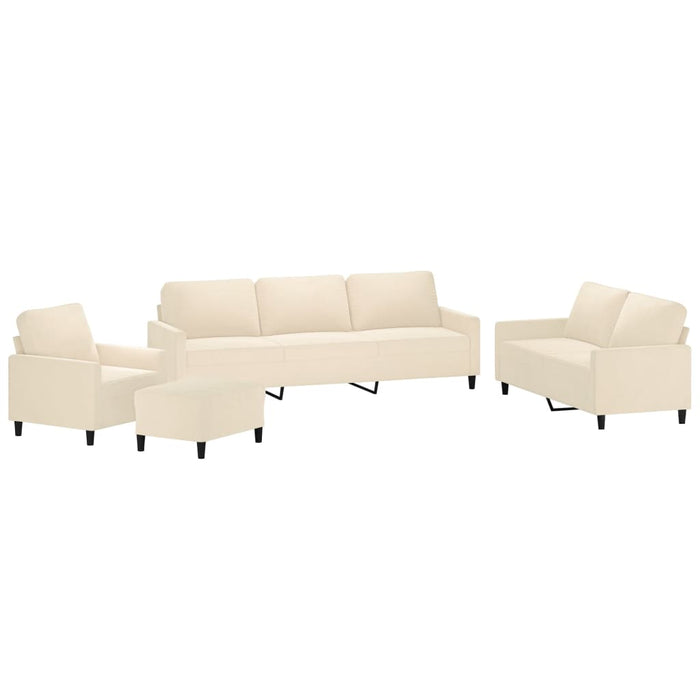 Set de canapele cu perne, 4 piese, crem, catifea WALTI